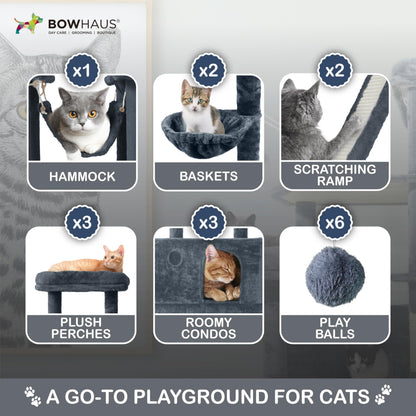 80-Inch Large Cat Tree with Condo & Hammock