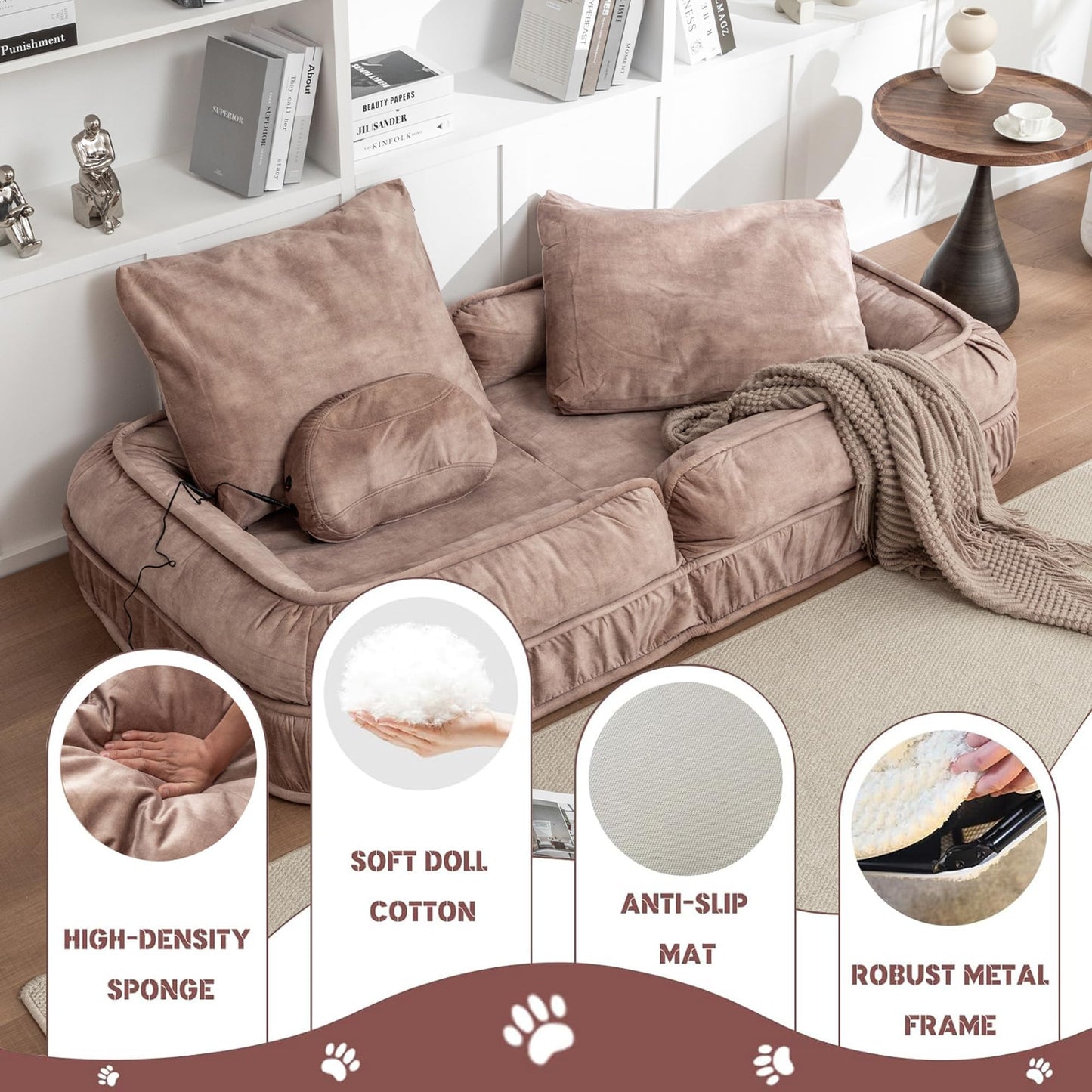 Human-Sized Pet Bed Sofa with Adjustable Pillow