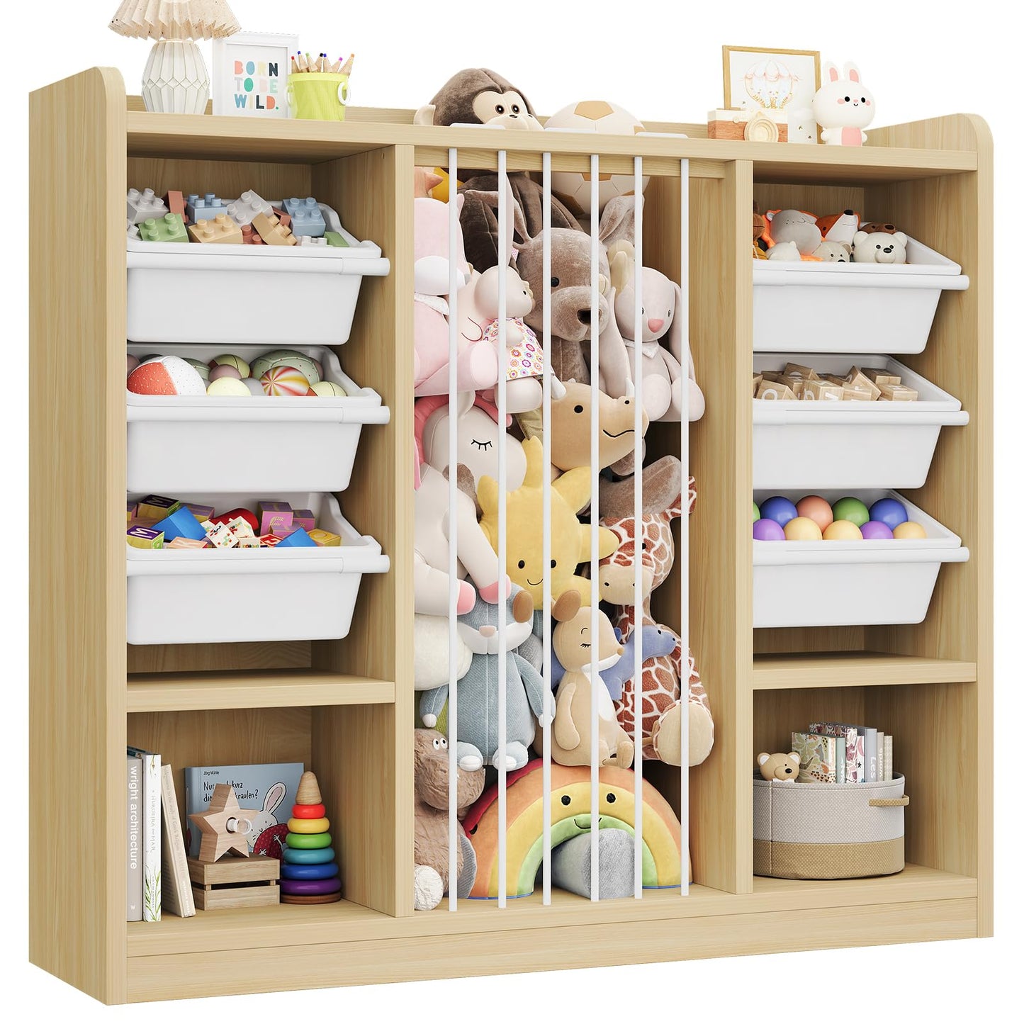 Toy Storage Organizer with Removable Bins & Shelf