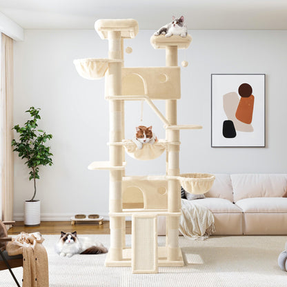 81-Inch Multi-Level Cat Tree with Condo & Hammock