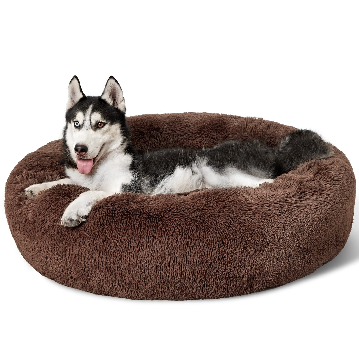 Calming Donut Pet Bed with Washable Faux Fur