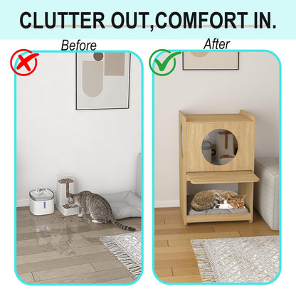 Elevated Pet Feeding Station with Storage Shelf
