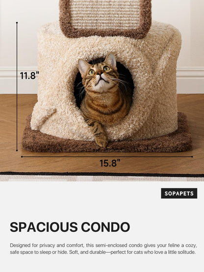 68-Inch Wooden Cat Tree with Condo & Perches