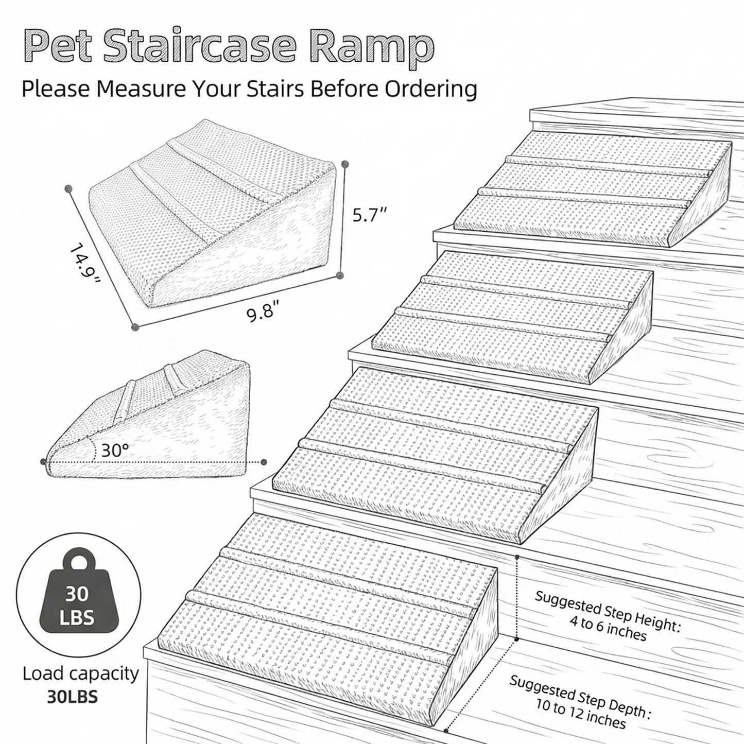 Anti-Slip Foam Pet Ramp Steps with Washable Cover