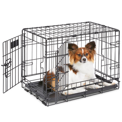 30-Inch Double Door Folding Dog Crate with Divider