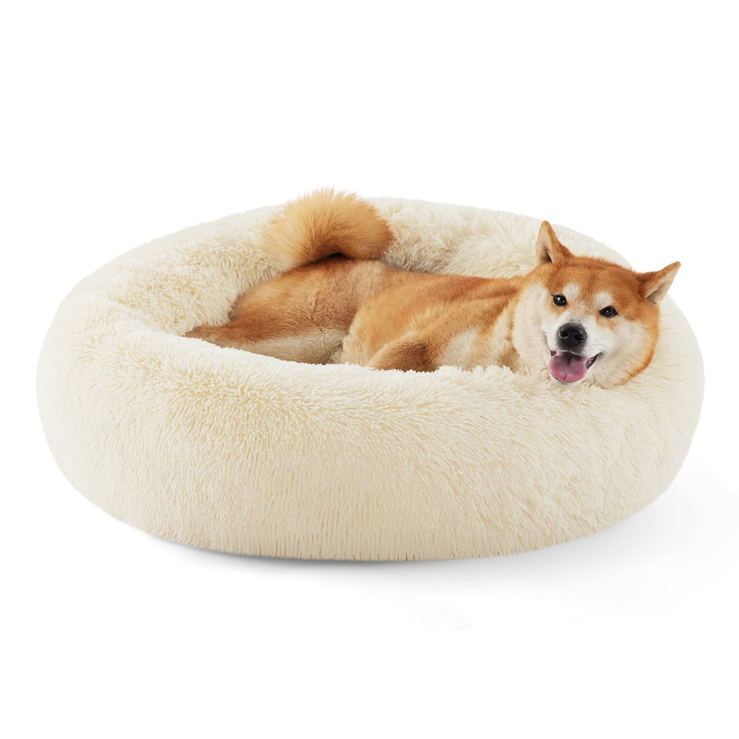 Calming Donut Pet Bed with Washable Faux Fur
