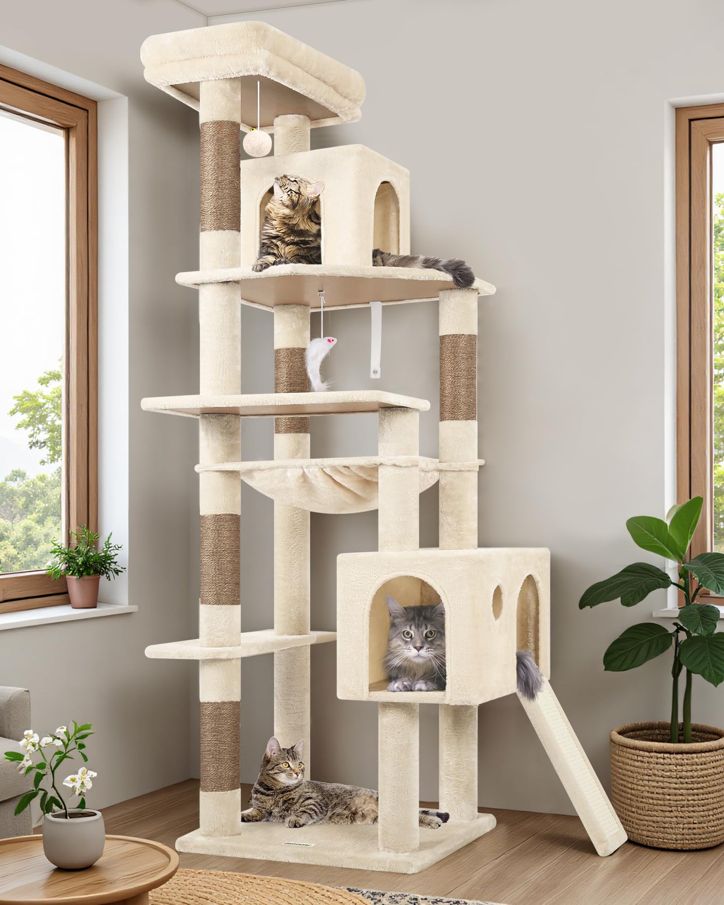 70-Inch Heavy-Duty Cat Tree with Condo & Hammock