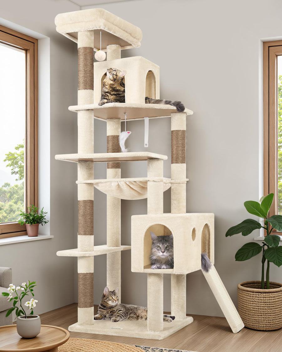 70-Inch Heavy-Duty Cat Tree with Condo & Hammock