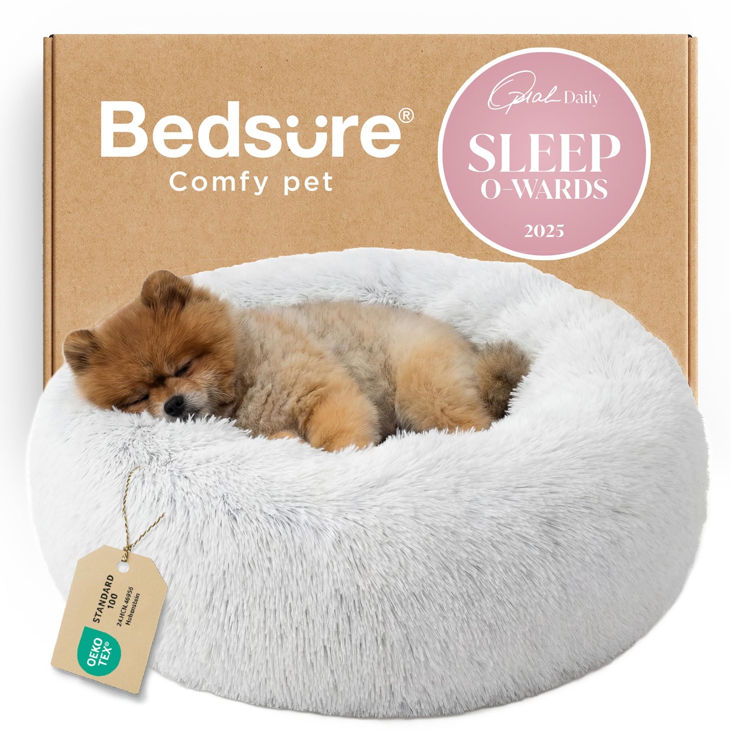 Calming Donut Pet Bed with Washable Faux Fur