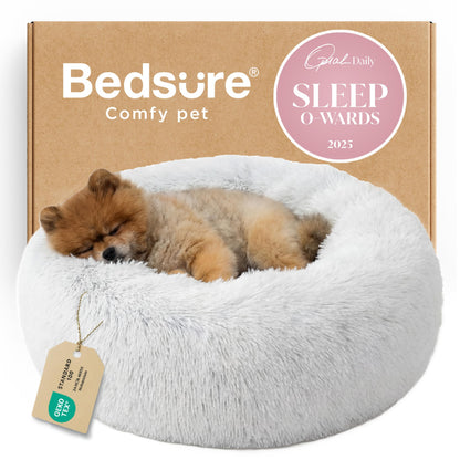 Calming Donut Pet Bed with Washable Faux Fur