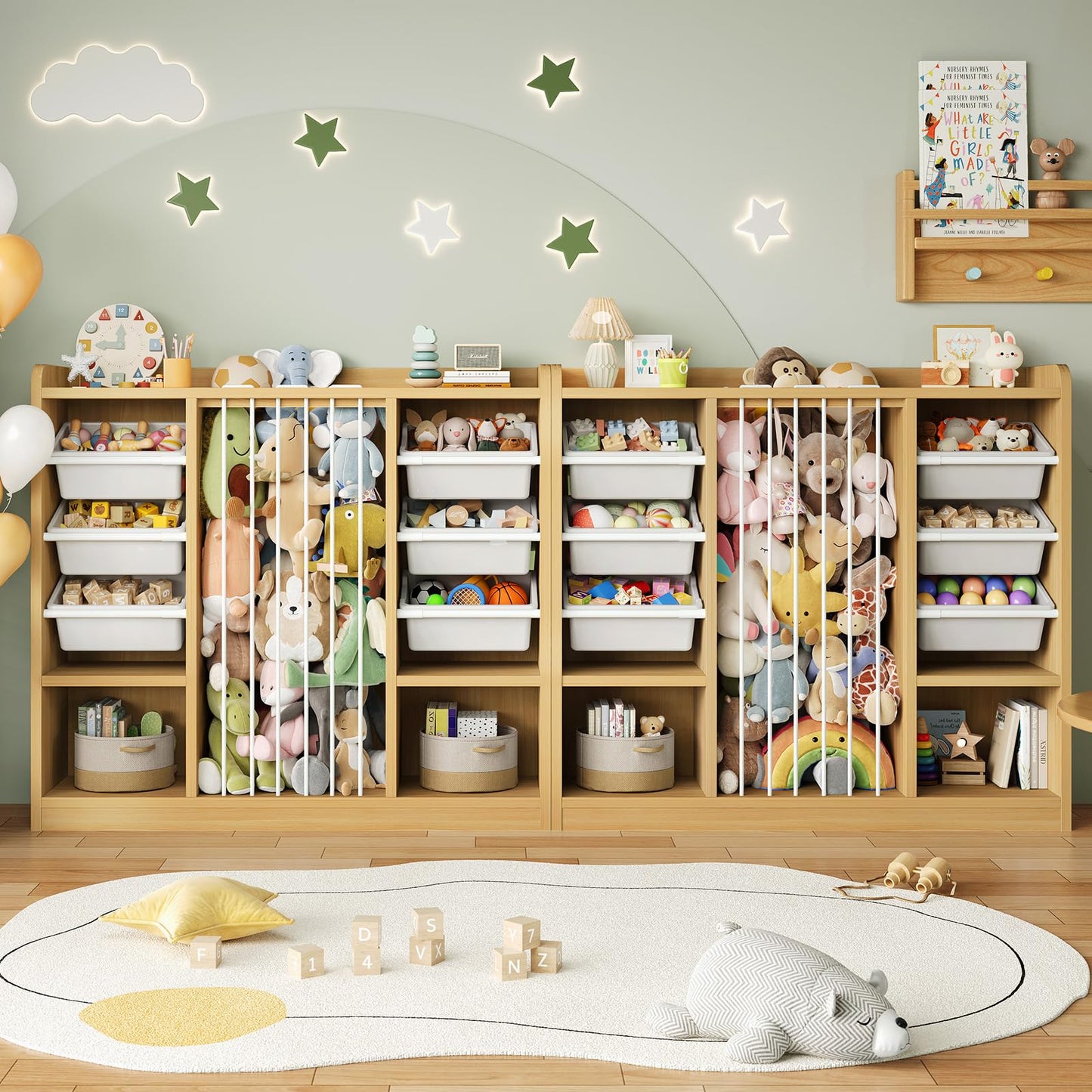 Toy Storage Organizer with Removable Bins & Shelf