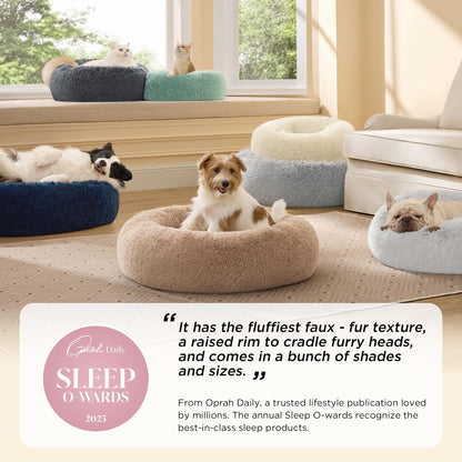 Calming Donut Pet Bed with Washable Faux Fur