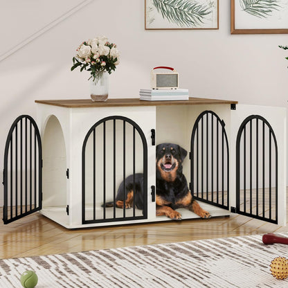 Wooden Dog Crate Furniture with Side Table Design