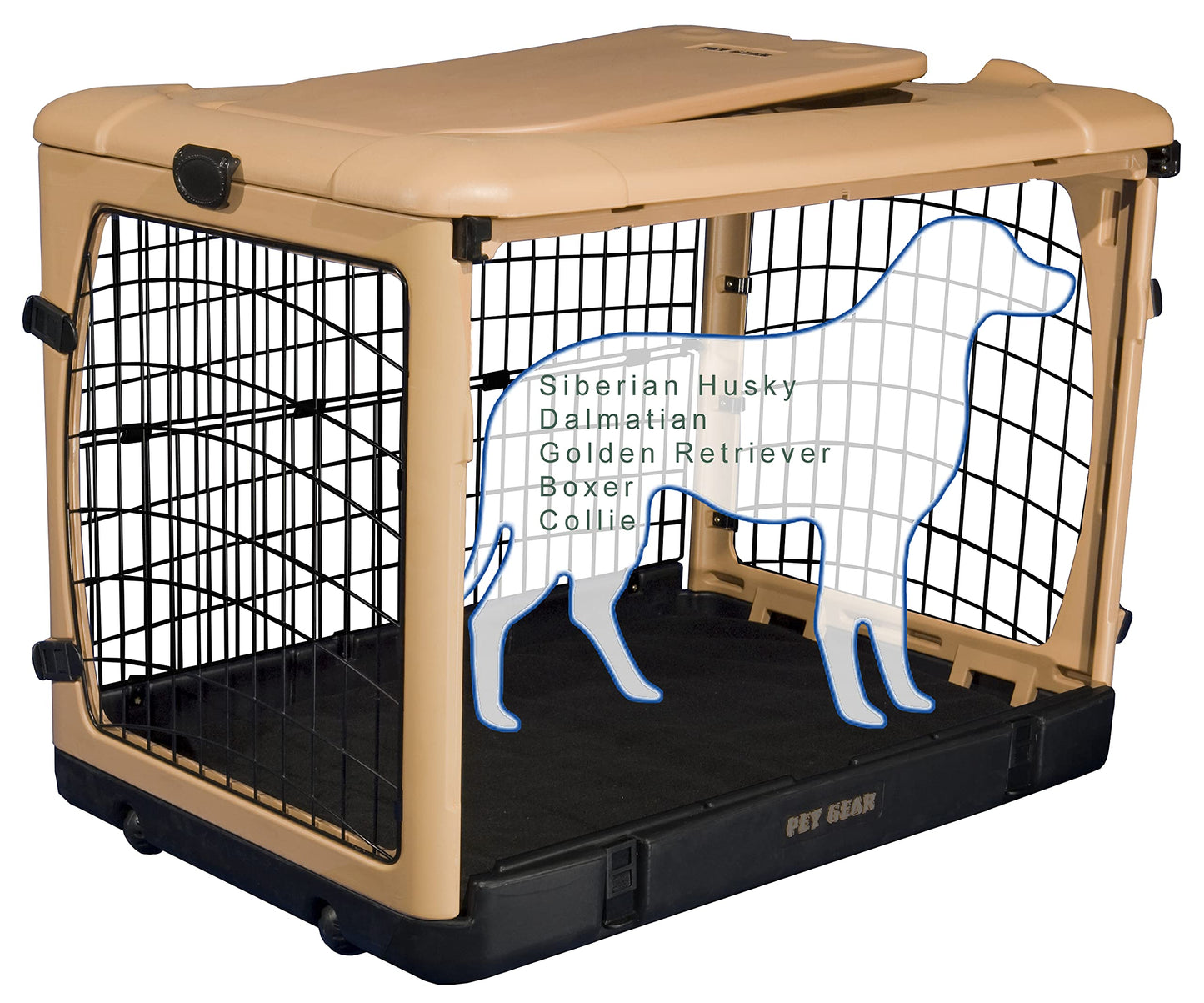 4-Door Steel Pet Crate with Plush Bed & Travel Bag