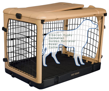 4-Door Steel Pet Crate with Plush Bed & Travel Bag
