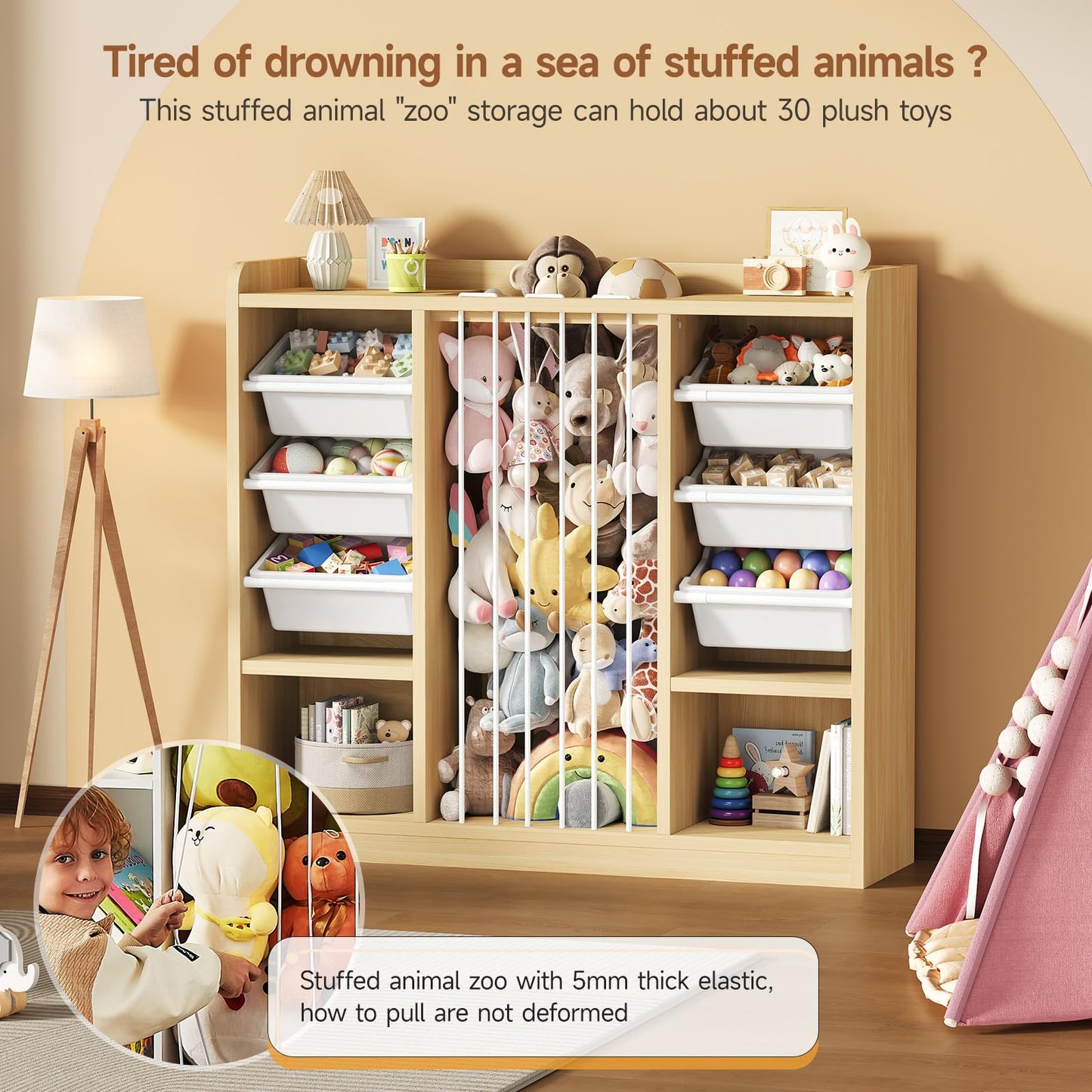 Toy Storage Organizer with Removable Bins & Shelf