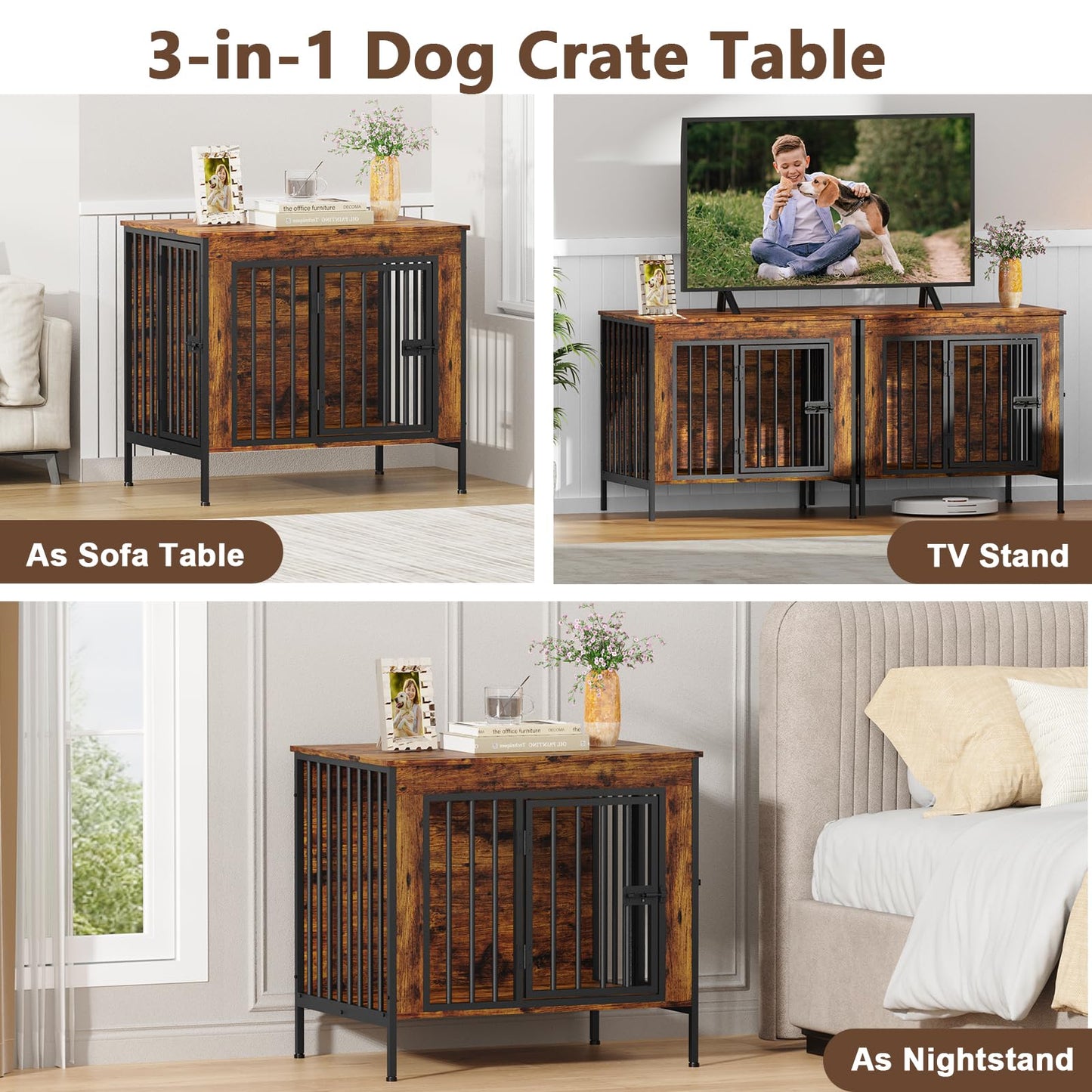 Single & Double Dog Crate Furniture TV Stand