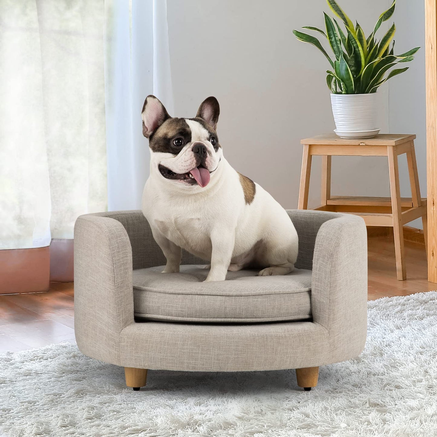 Velvet Pet Sofa Bed with Supportive Cushion