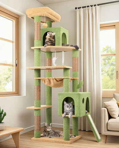 70-Inch Heavy-Duty Cat Tree with Condo & Hammock