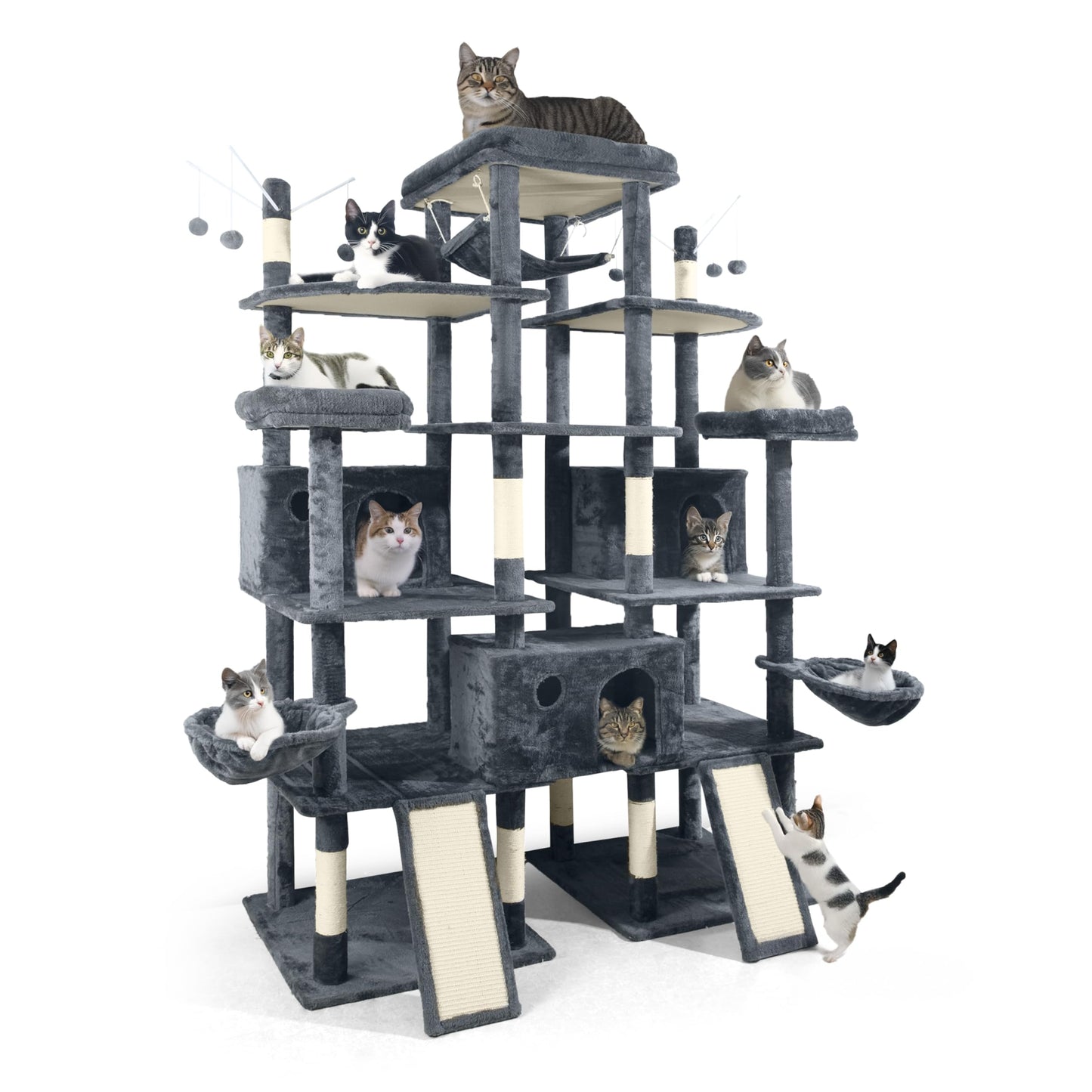 80-Inch Large Cat Tree with Condo & Hammock