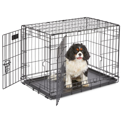 30-Inch Double Door Folding Dog Crate with Divider