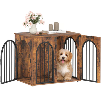 Wooden Dog Crate Furniture with Side Table Design