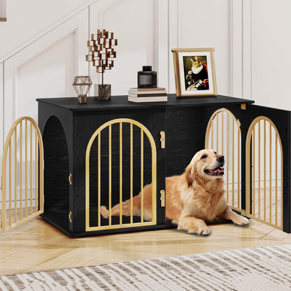 Wooden Dog Crate Furniture with Side Table Design