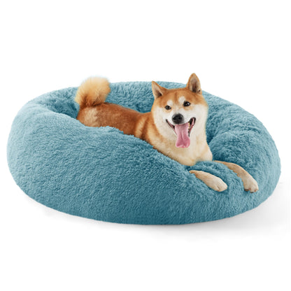 Calming Donut Pet Bed with Washable Faux Fur