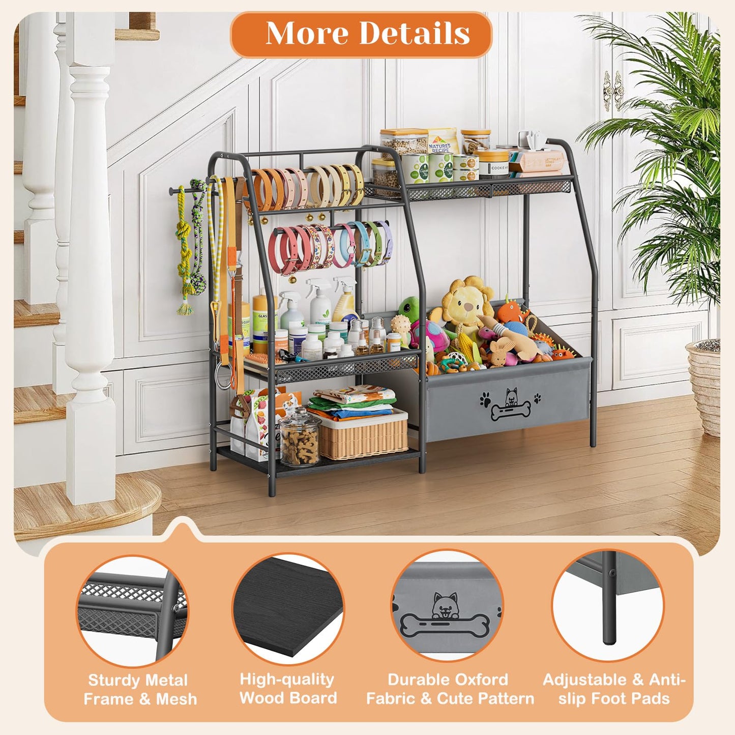 Large Pet Toy Storage Cabinet with Leash Hook