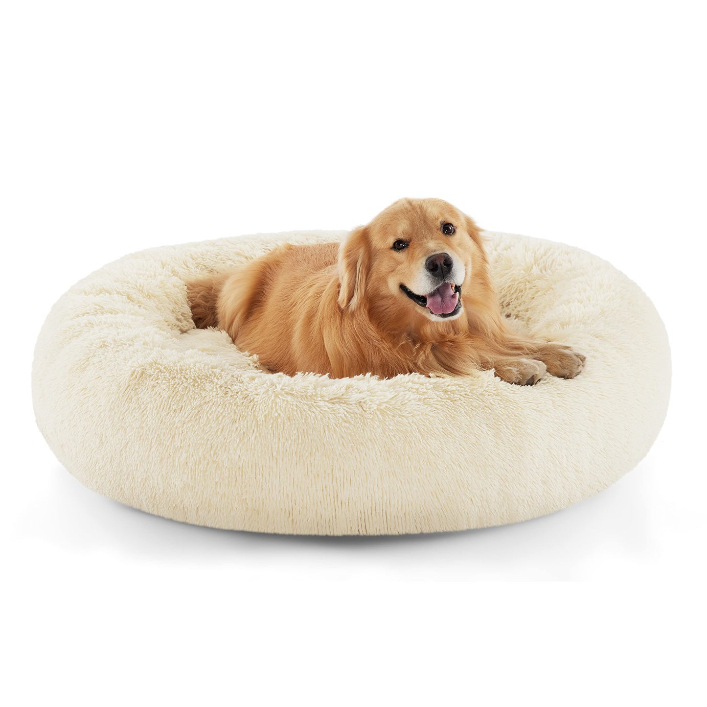 Calming Donut Pet Bed with Washable Faux Fur
