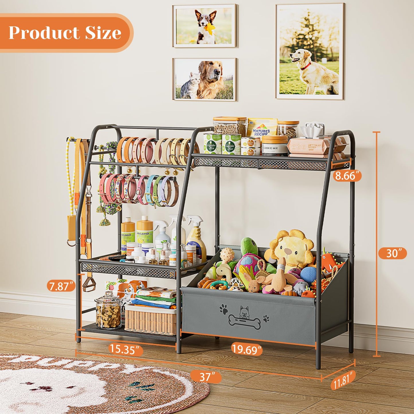 Large Pet Toy Storage Cabinet with Leash Hook