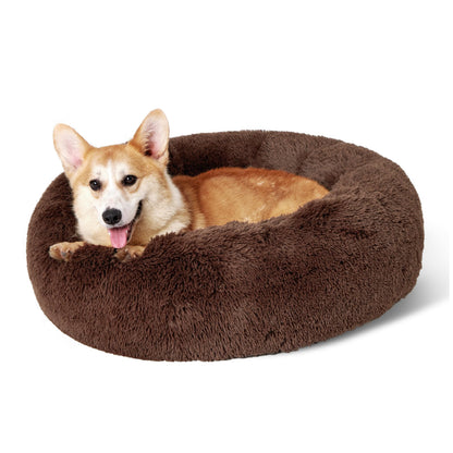 Calming Donut Pet Bed with Washable Faux Fur