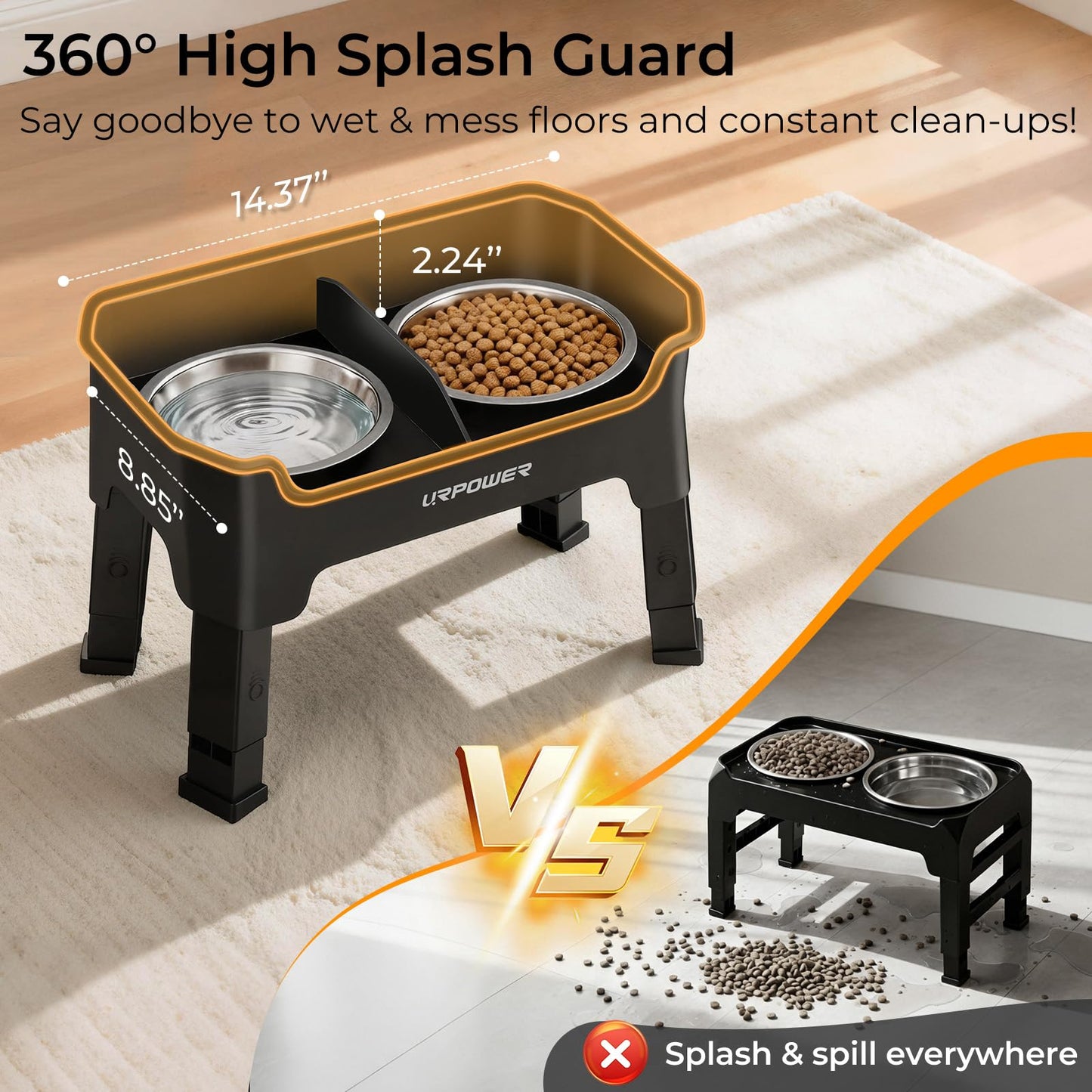 Adjustable Elevated Dog Bowl Set with Licking Plate
