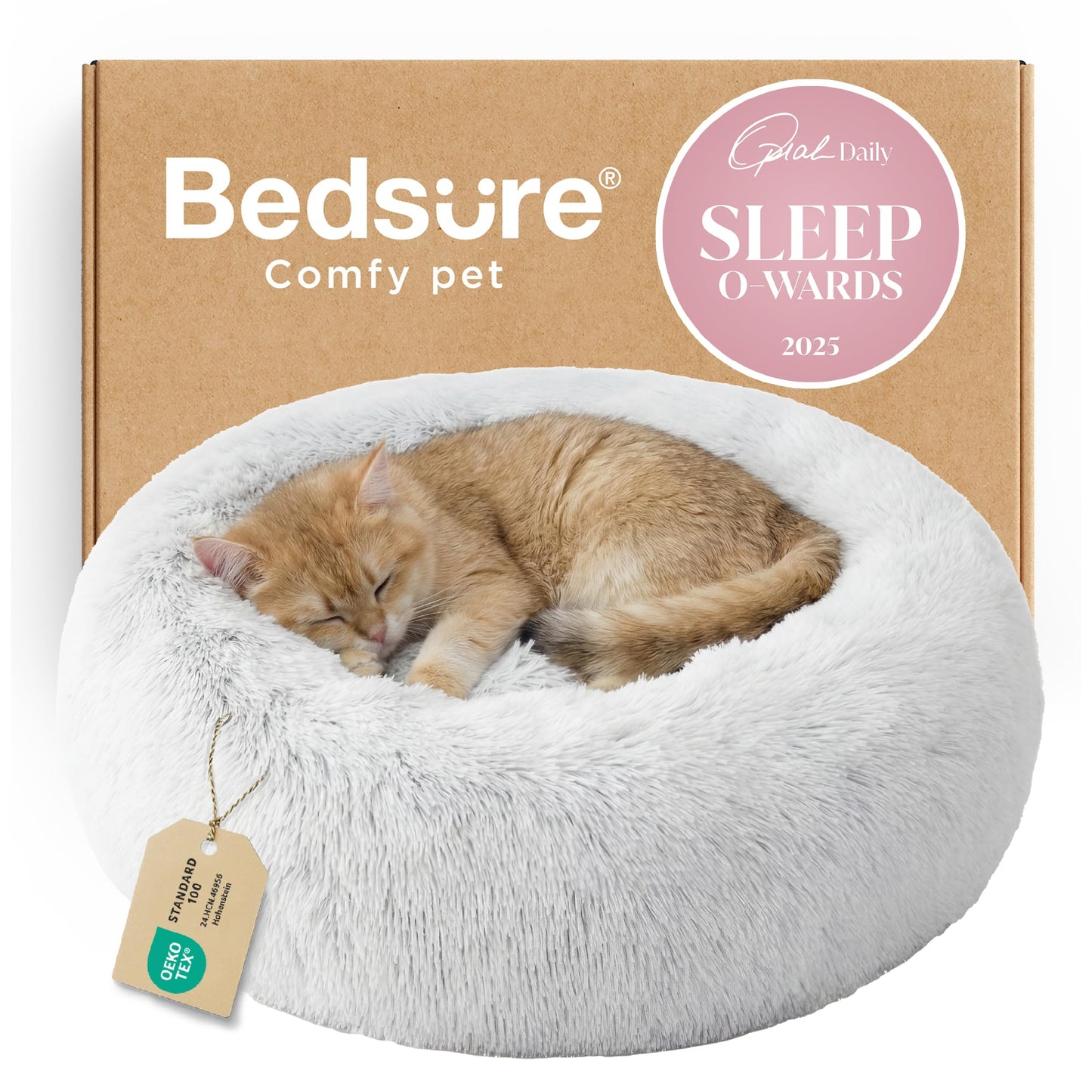 Calming Donut Pet Bed with Washable Faux Fur