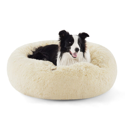 Calming Donut Pet Bed with Washable Faux Fur