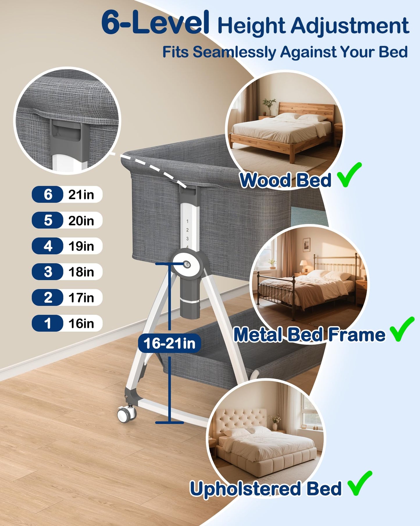 Adjustable Bedside Pet Bed for Small & Medium Dogs