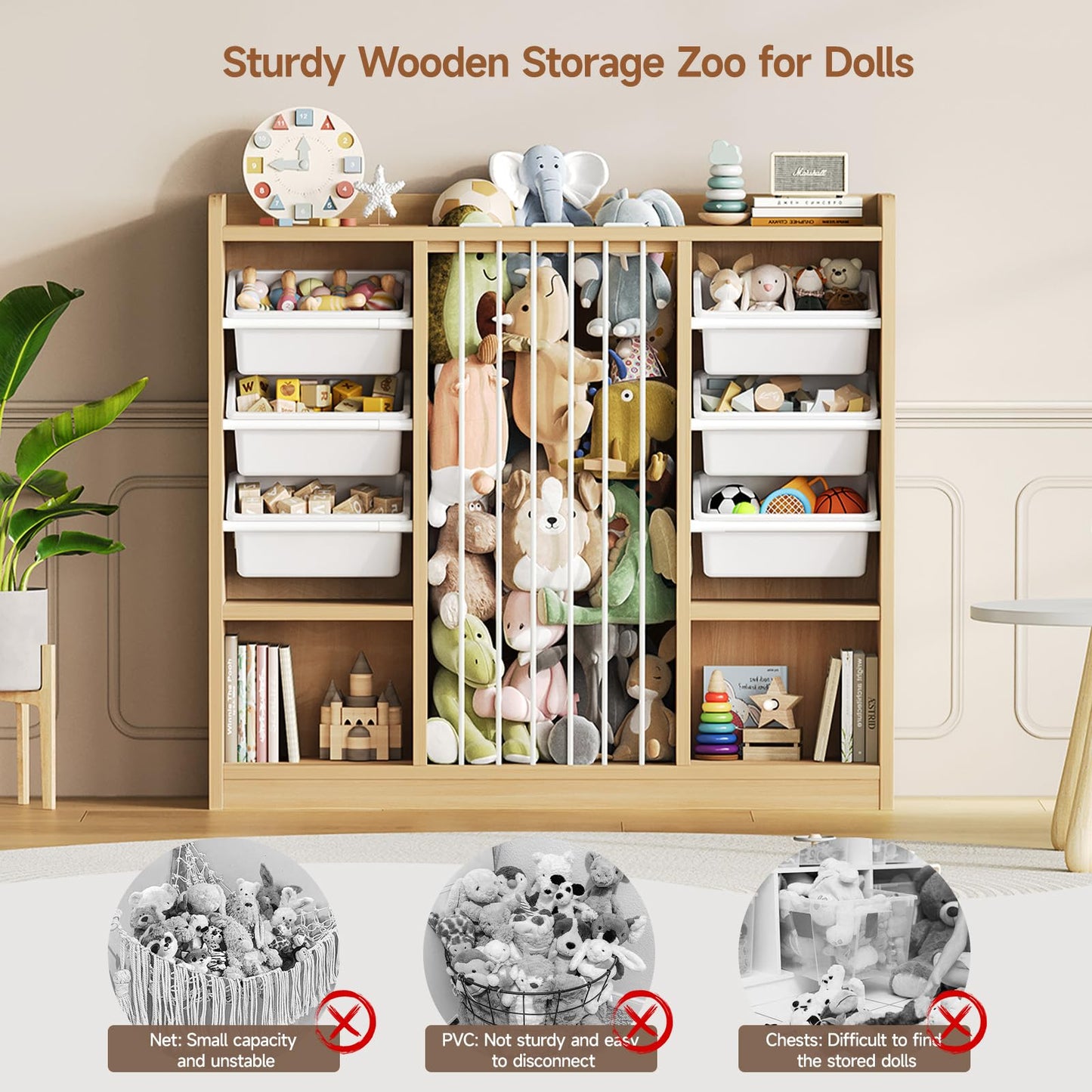 Toy Storage Organizer with Removable Bins & Shelf