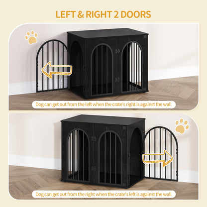 Wooden Dog Crate Furniture with Side Table Design