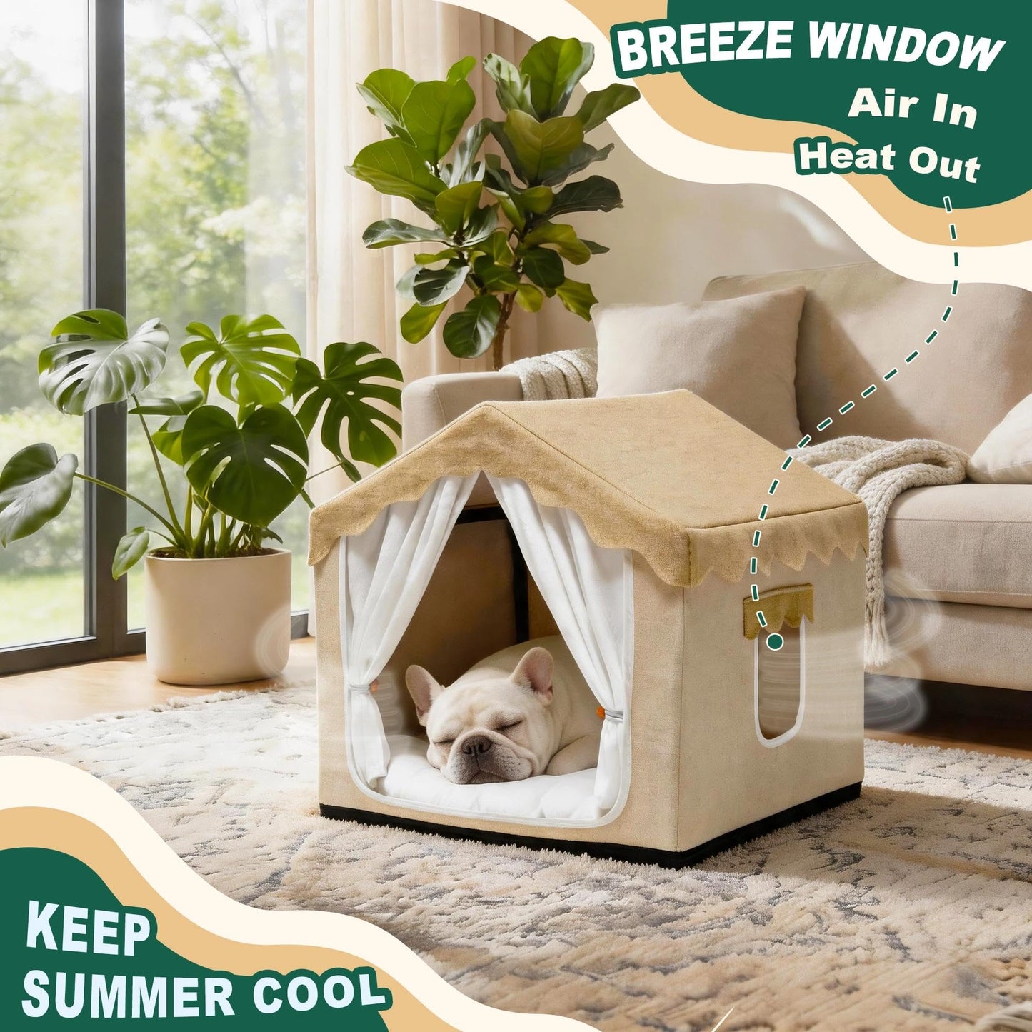 Indoor Pet Tent Bed with Cushion & Frame
