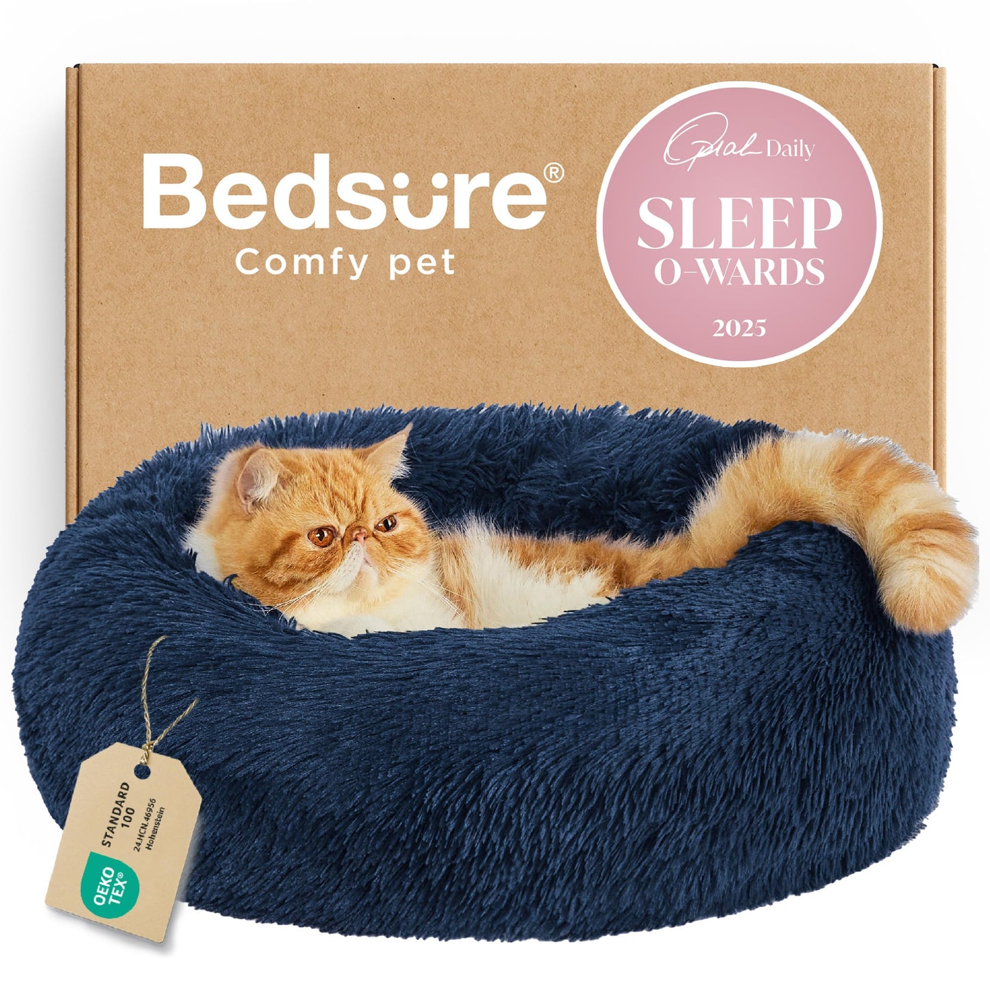 Calming Donut Pet Bed with Washable Faux Fur