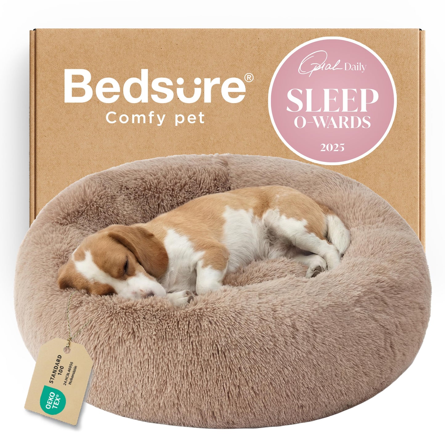 Calming Donut Pet Bed with Washable Faux Fur