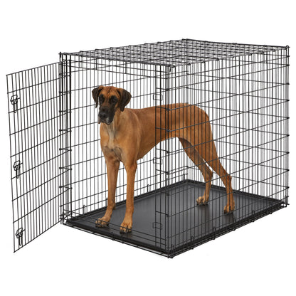 30-Inch Double Door Folding Dog Crate with Divider