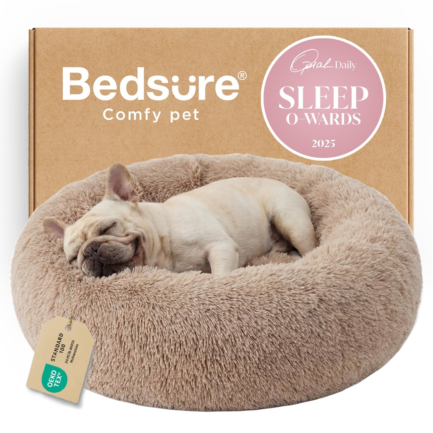 Calming Donut Pet Bed with Washable Faux Fur