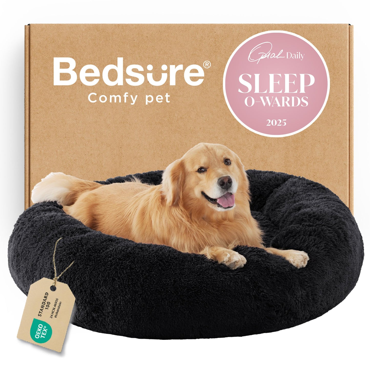Calming Donut Pet Bed with Washable Faux Fur
