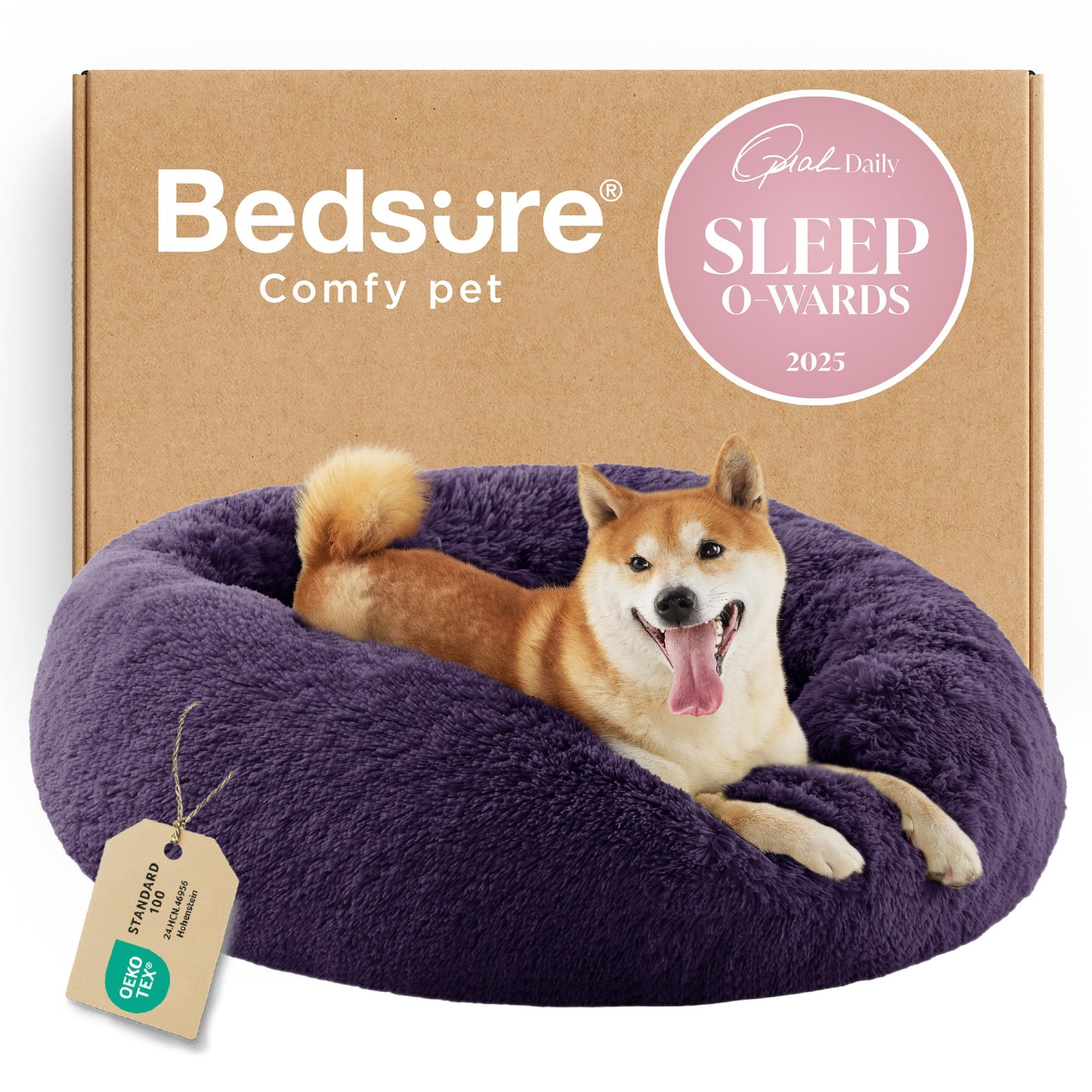 Calming Donut Pet Bed with Washable Faux Fur