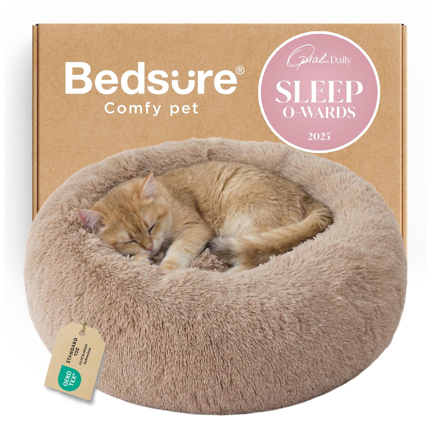 Calming Donut Pet Bed with Washable Faux Fur