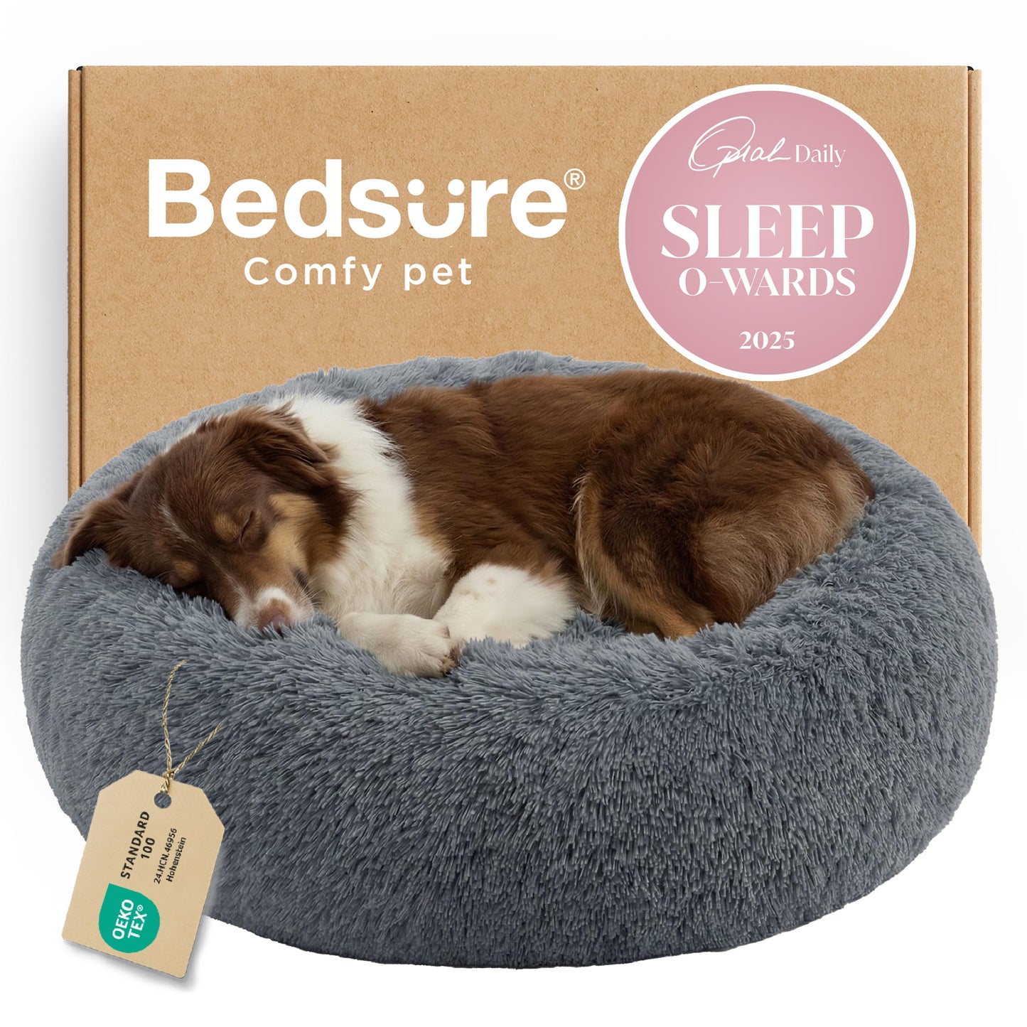 Calming Donut Pet Bed with Washable Faux Fur