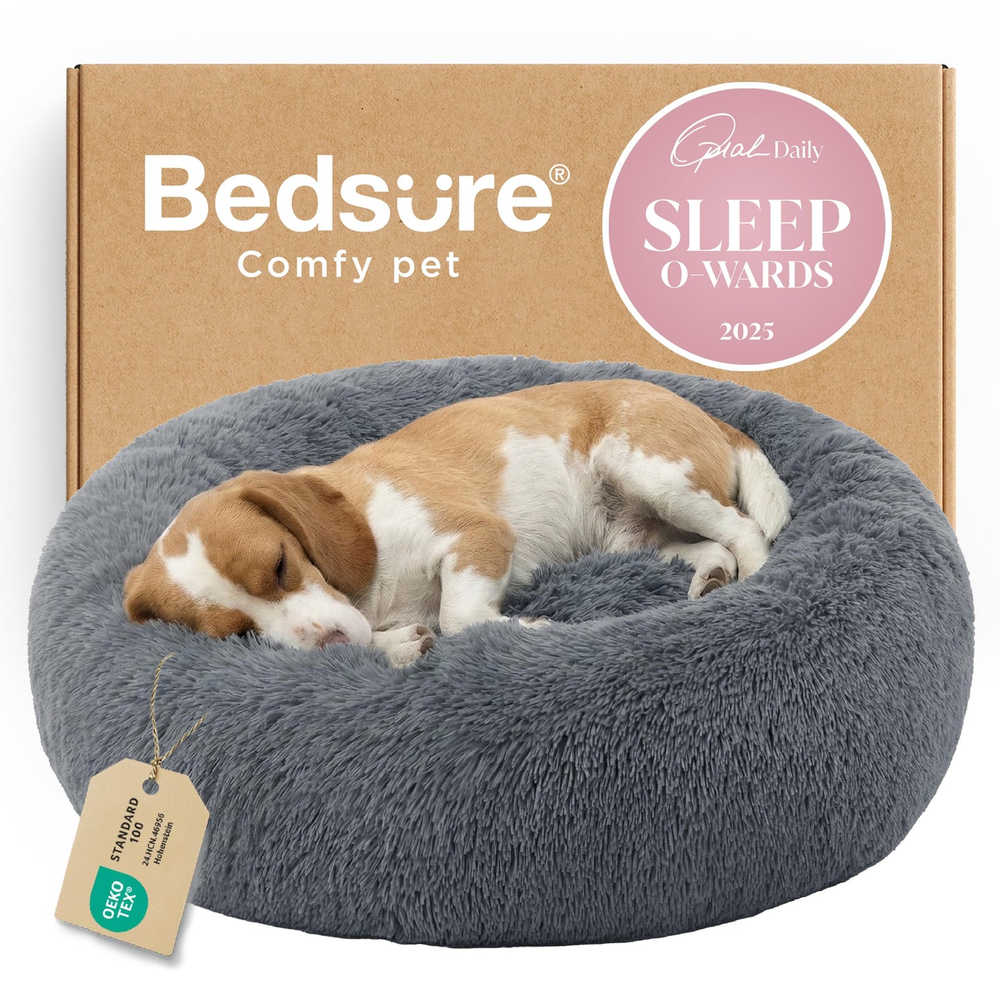 Calming Donut Pet Bed with Washable Faux Fur