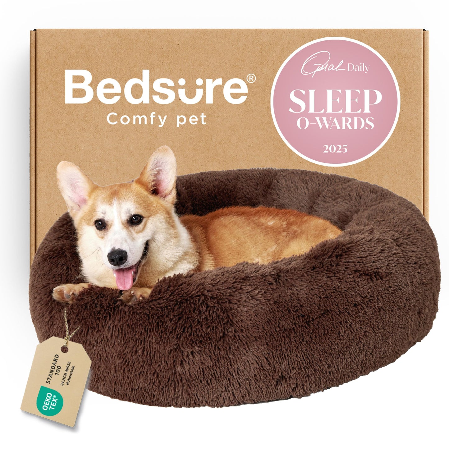 Calming Donut Pet Bed with Washable Faux Fur