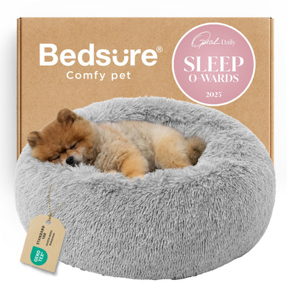 Calming Donut Pet Bed with Washable Faux Fur
